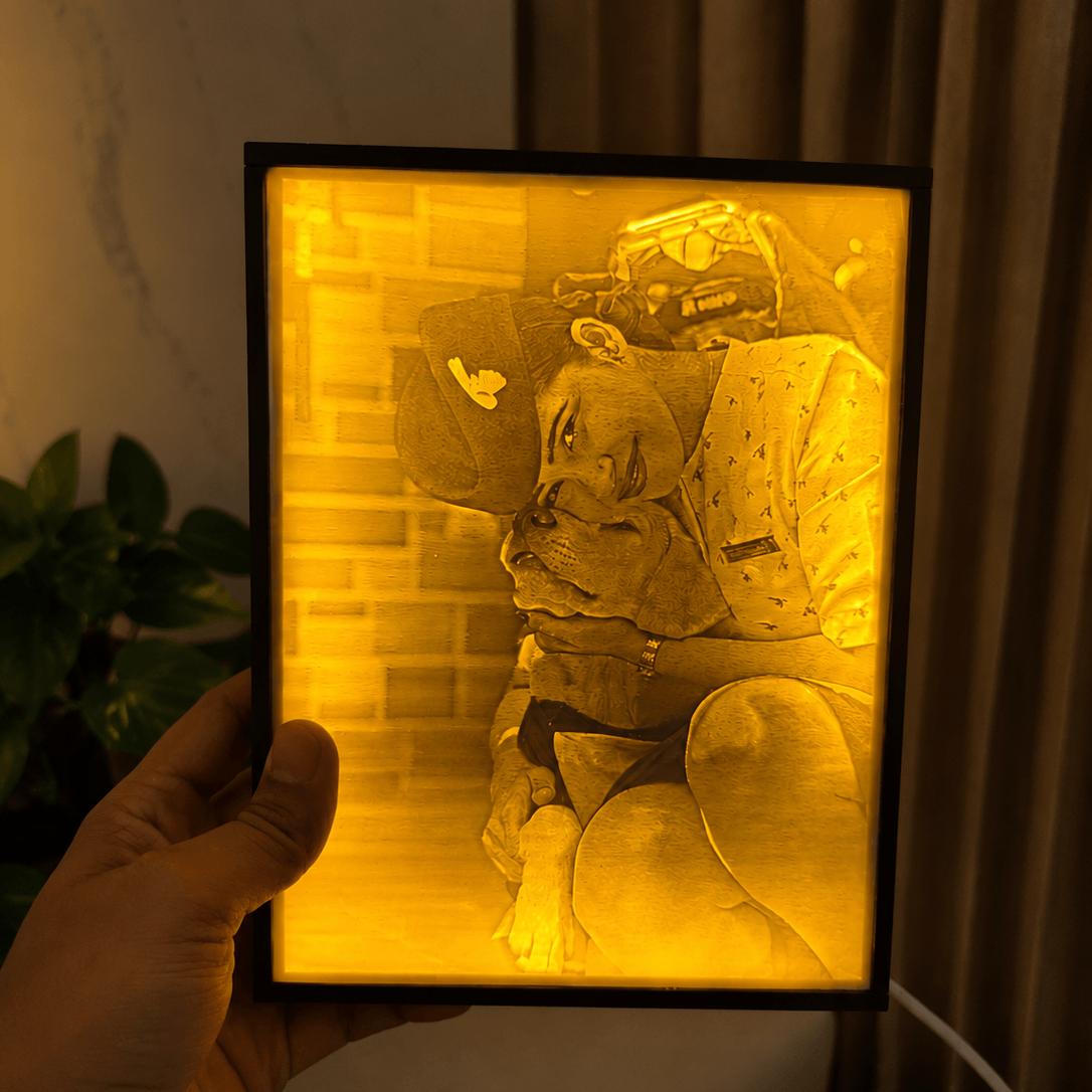 3D Karo - Custom 3D Lithophane Photo Frame with LED Light for dogs picture