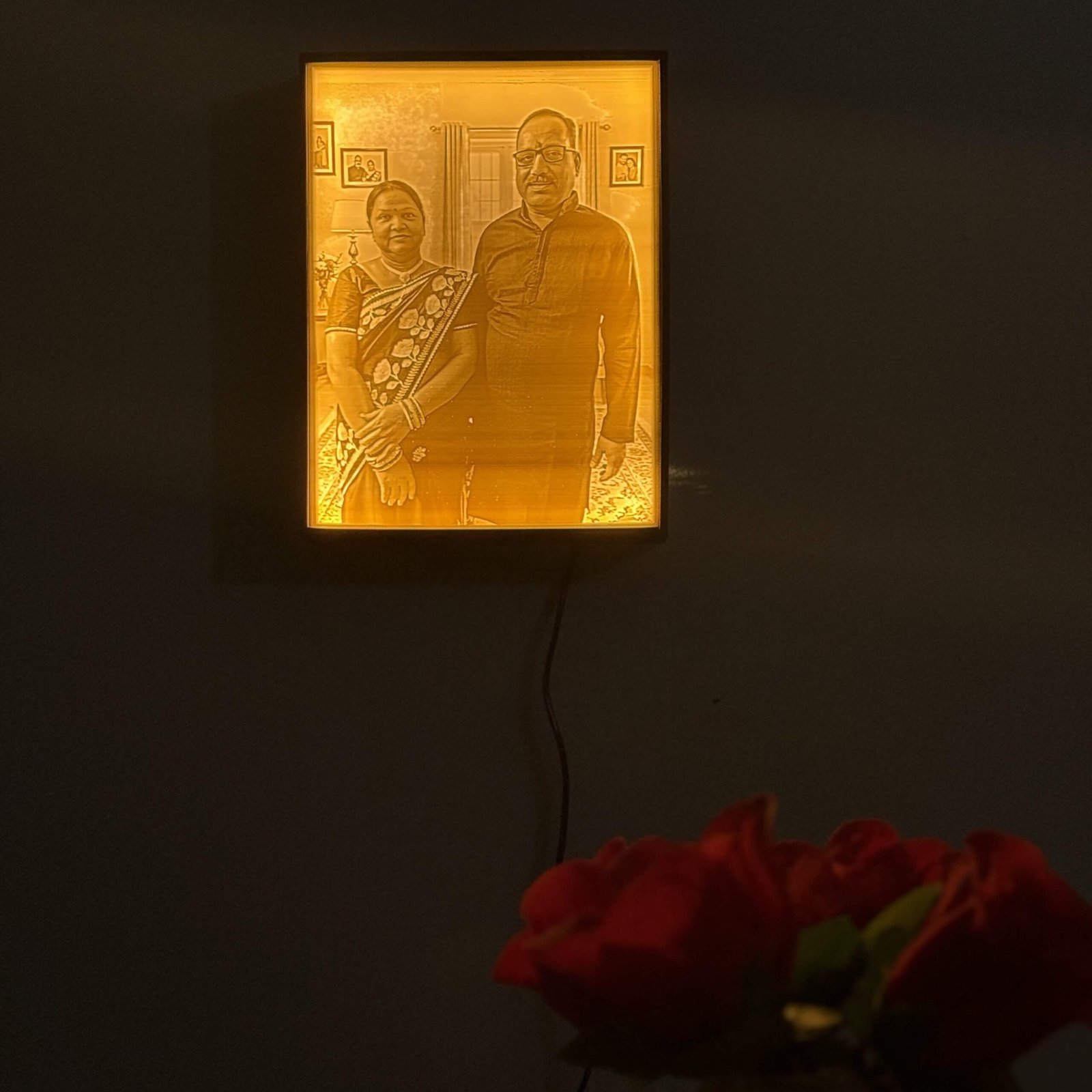 3D Karo - Custom 3D Lithophane Photo Frame with LED Light for mummy Papa