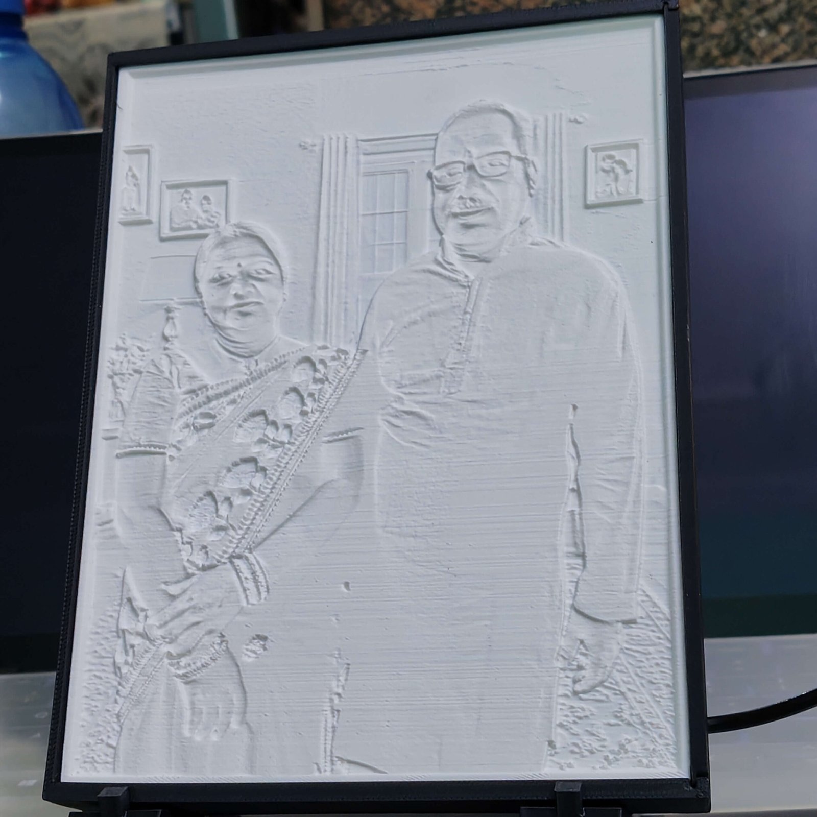 3D Karo - Custom 3D Lithophane Photo Frame with LED Light for mummy Papa without light