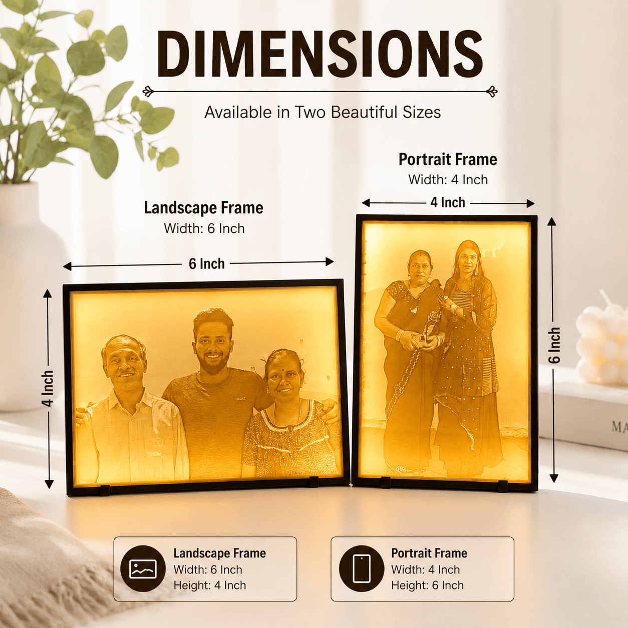 3D Karo - Custom 3D Lithophane Photo Frame with LED Light with Dimensions