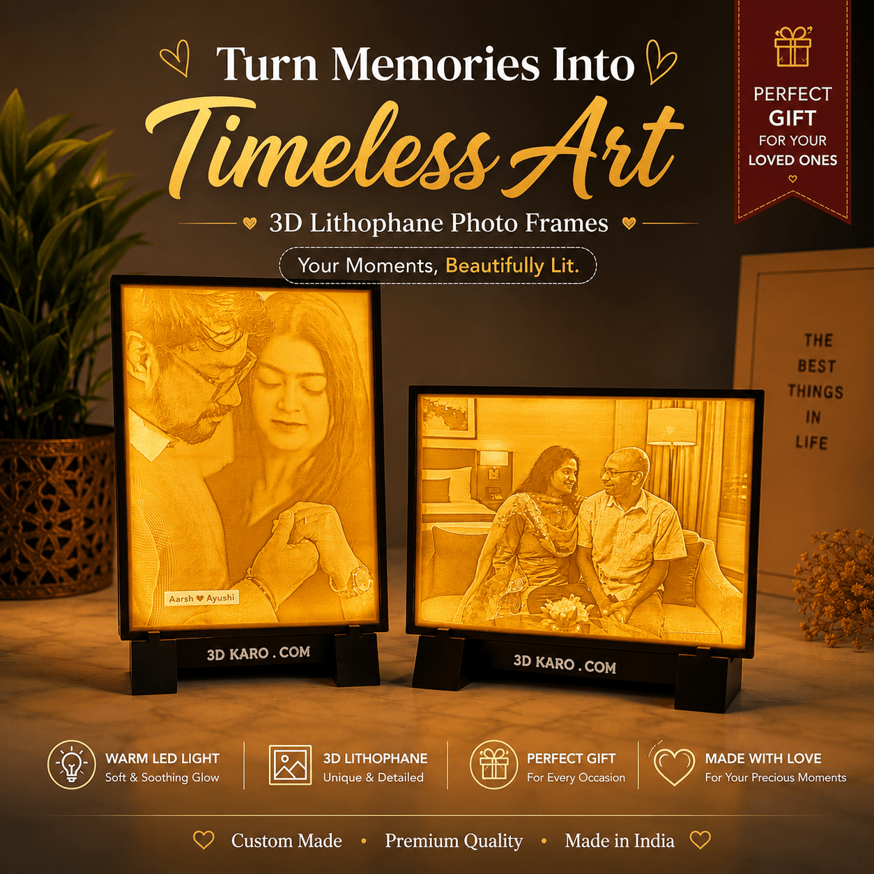3D Karo - Custom 3D Lithophane Photo Frame with LED Light online in india