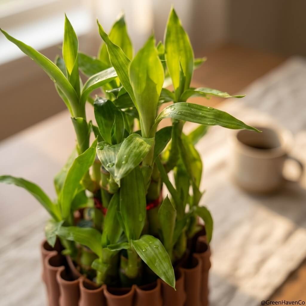 3D karo Lucky bamboo Cluster near tea table
