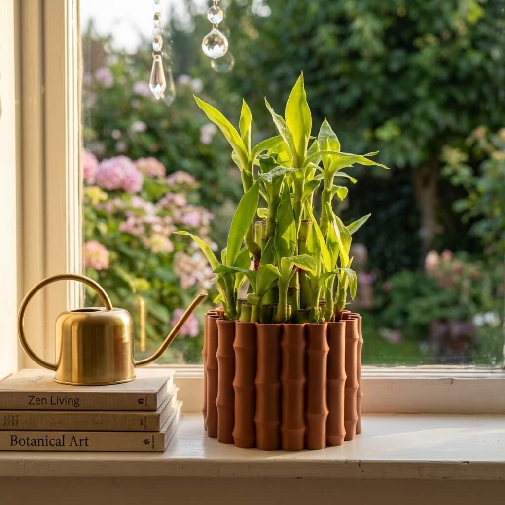 3D karo Lucky bamboo Cluster on window
