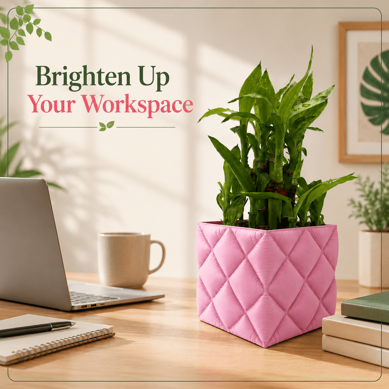 3D karo Pink Diamond Quilt Planter desk