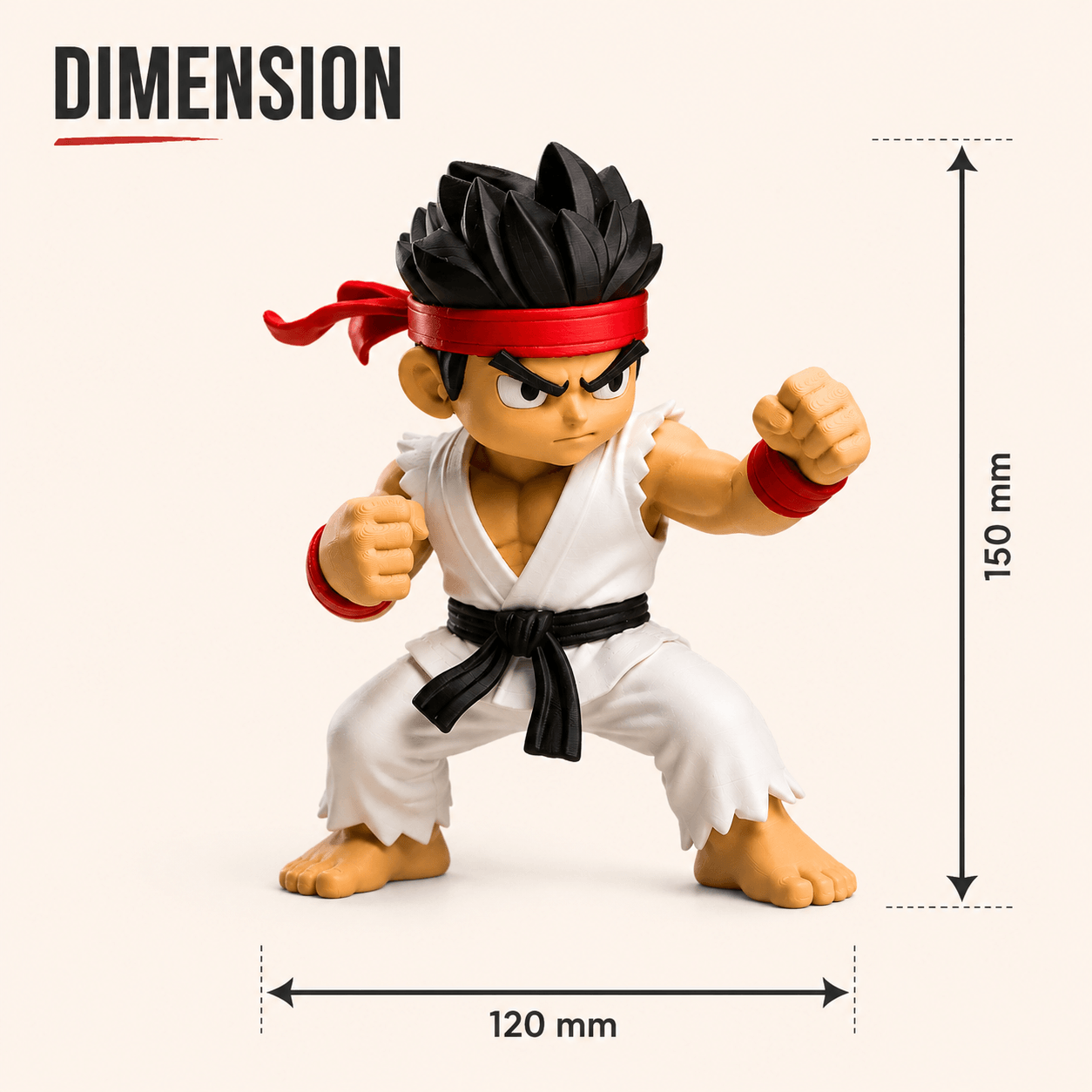 3d karo Chibi Street Fighter Warrior Figure dimensions