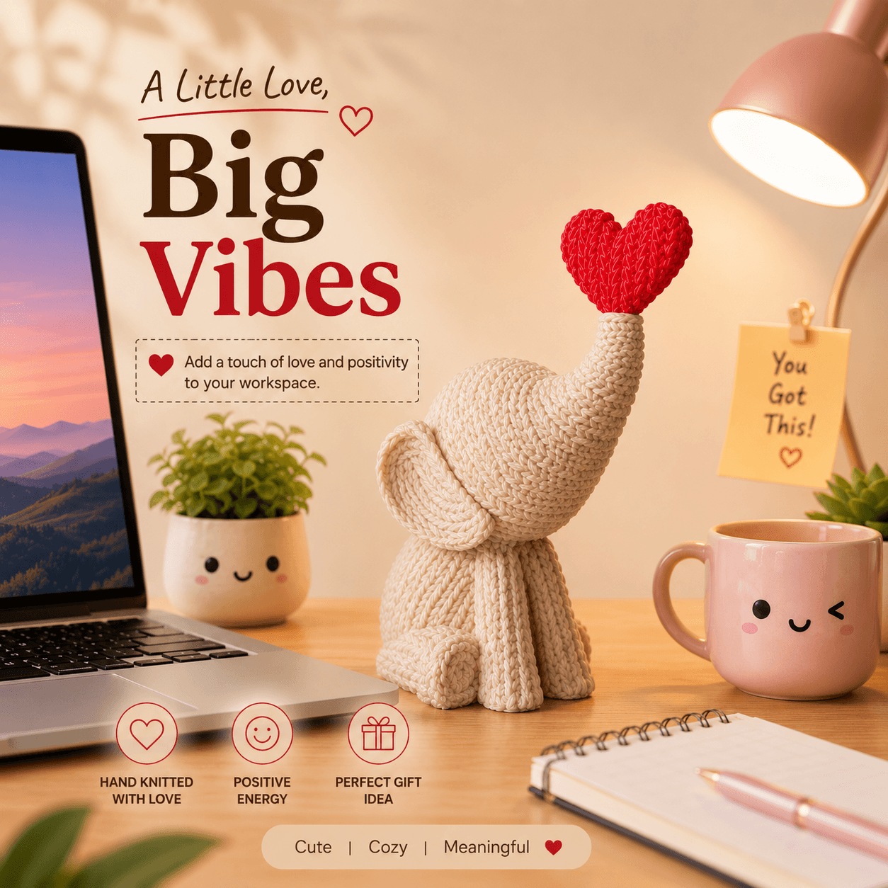 3d karo Knitte Heart Elephant Desk Toy different bckground