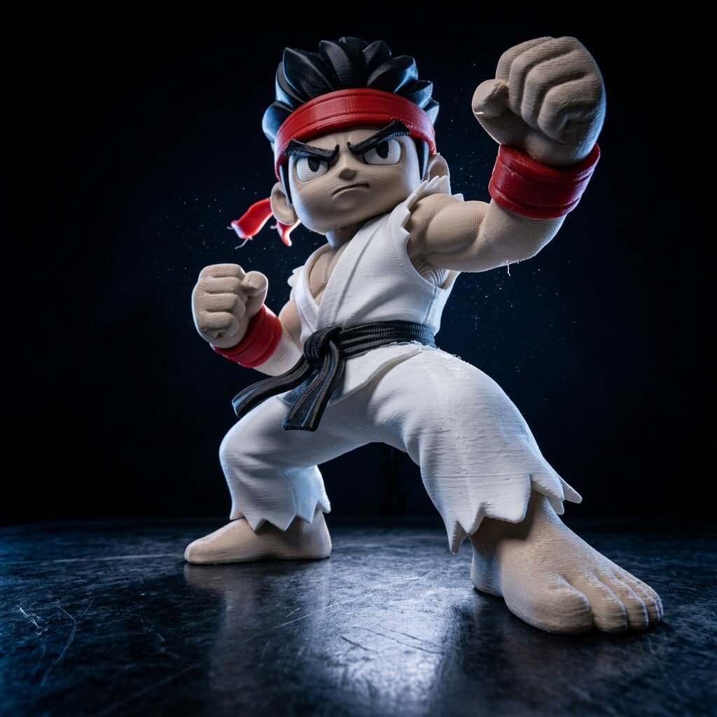 Chibi Street Fighter Warrior Figure down