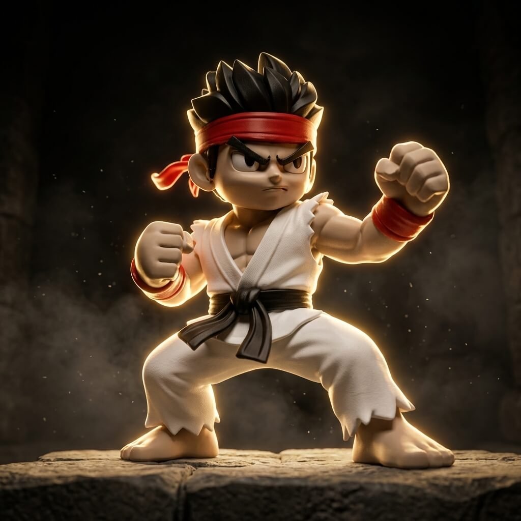 Chibi Street Fighter Warrior Figure light