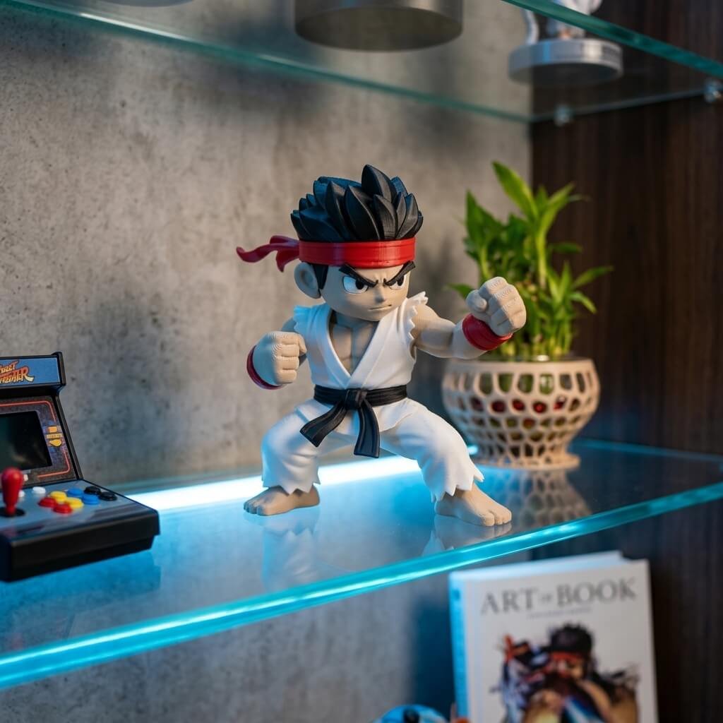 Chibi Street Fighter Warrior Figure on shelfs