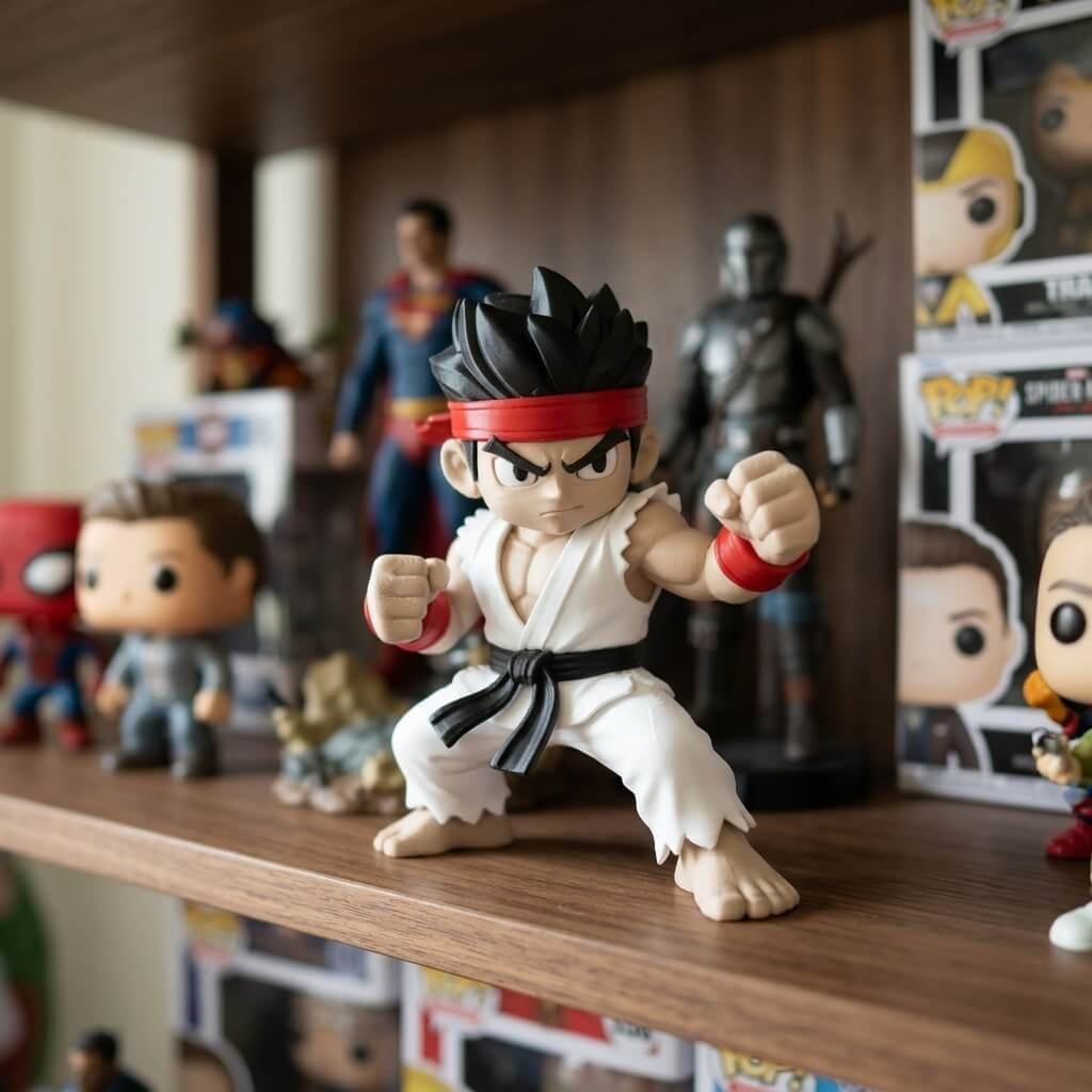Chibi Street Fighter Warrior Figure with collectibles