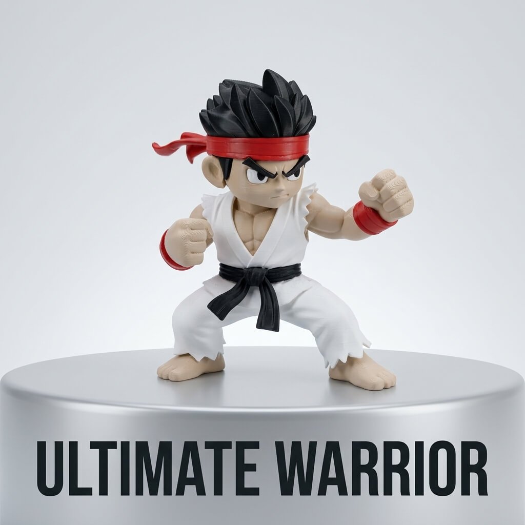 Chibi Street Fighter Warrior Figure with rotating box