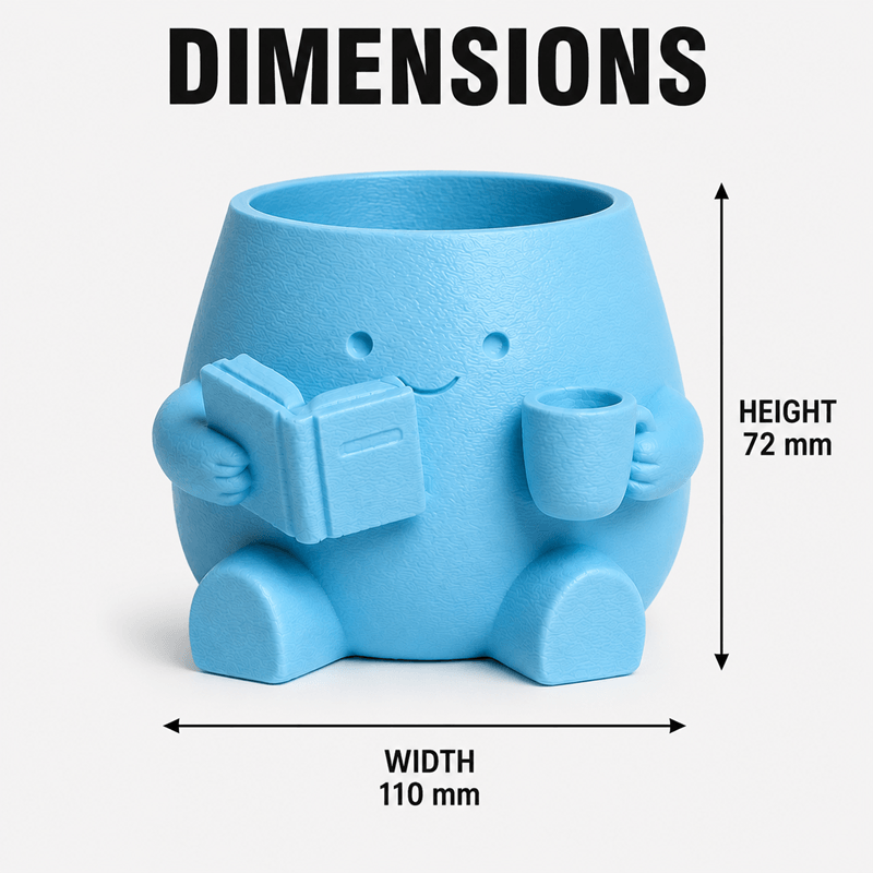 Cute Reader Pot with Lucky Bamboo dimensions