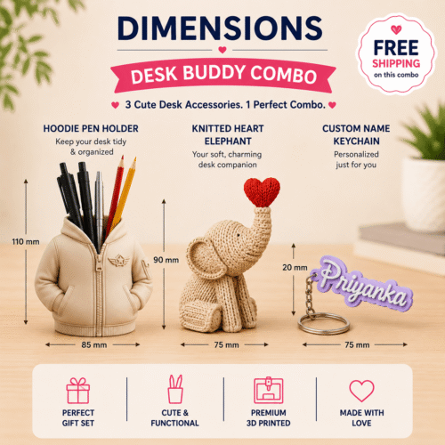 Desk Buddy Combo - Cute Desk Decor Gift Set 3D Karo