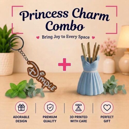 Princess Charm Combo - Princess Dress Beauty Organizer + Custom Name Keychain - 3d karo best offer