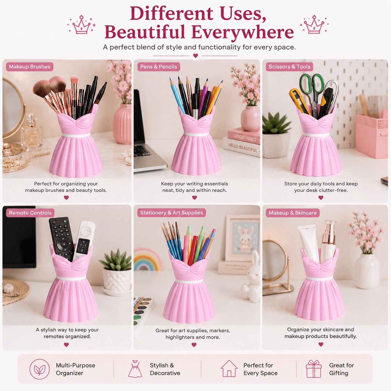 Princess Dress Beauty Organizer different usecase - 3d karo