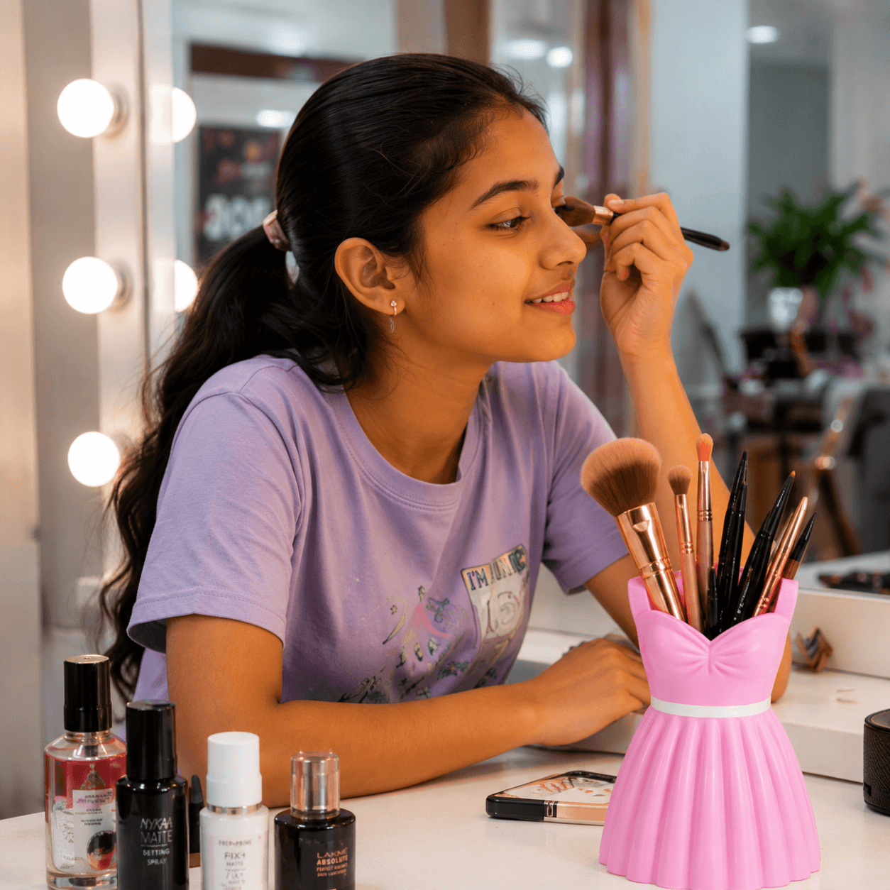 Princess Dress Beauty Organizer girl doing makeup