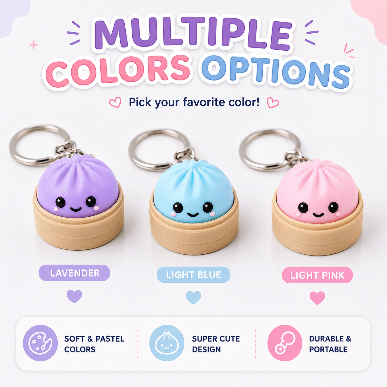 Cute Dumpling Buddy Keychain - Keychain for Car Keys, Bags & for Return Gifting Multiple colors