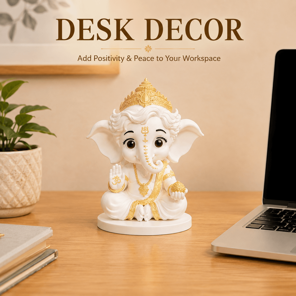Cute Ganesha Ji 3D Printed Idol Ganpati Decor for Home, Desk & Car - 3dkaro desk decore