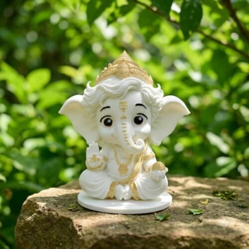 Cute Ganesha Ji 3D Printed Idol | Ganpati Decor for Home, Desk, Reception & Car - Colored Cute Ganesha