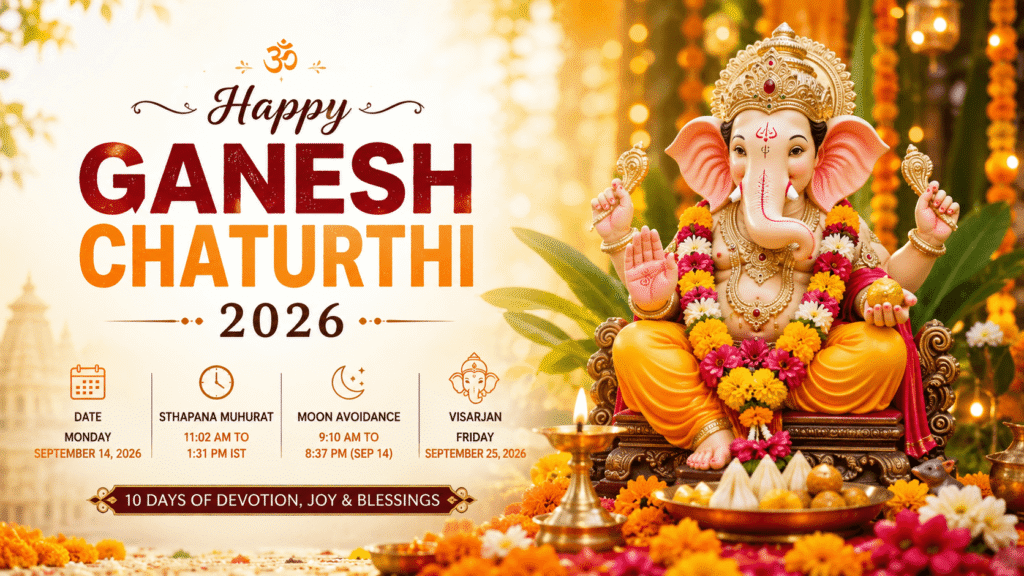 Ganesh Chaturthi 2026 Date, Muhurat, City-Wise Timings and Complete Celebration Guide 3d karo