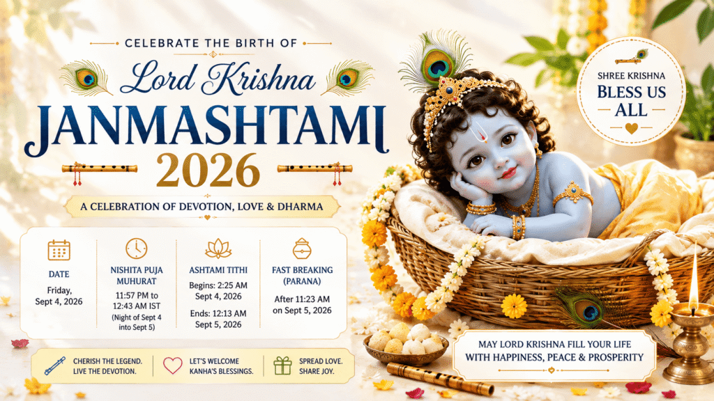 Janmashtami 2026 Date, Muhurat, City-Wise Timings and Complete Celebration Guide