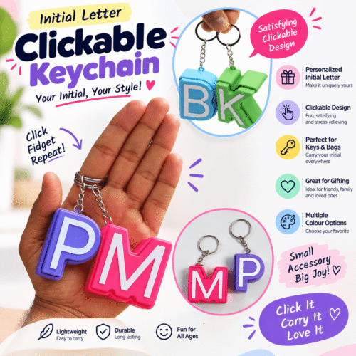 Alphabet clickable Keychain for return gifting - 3d karo