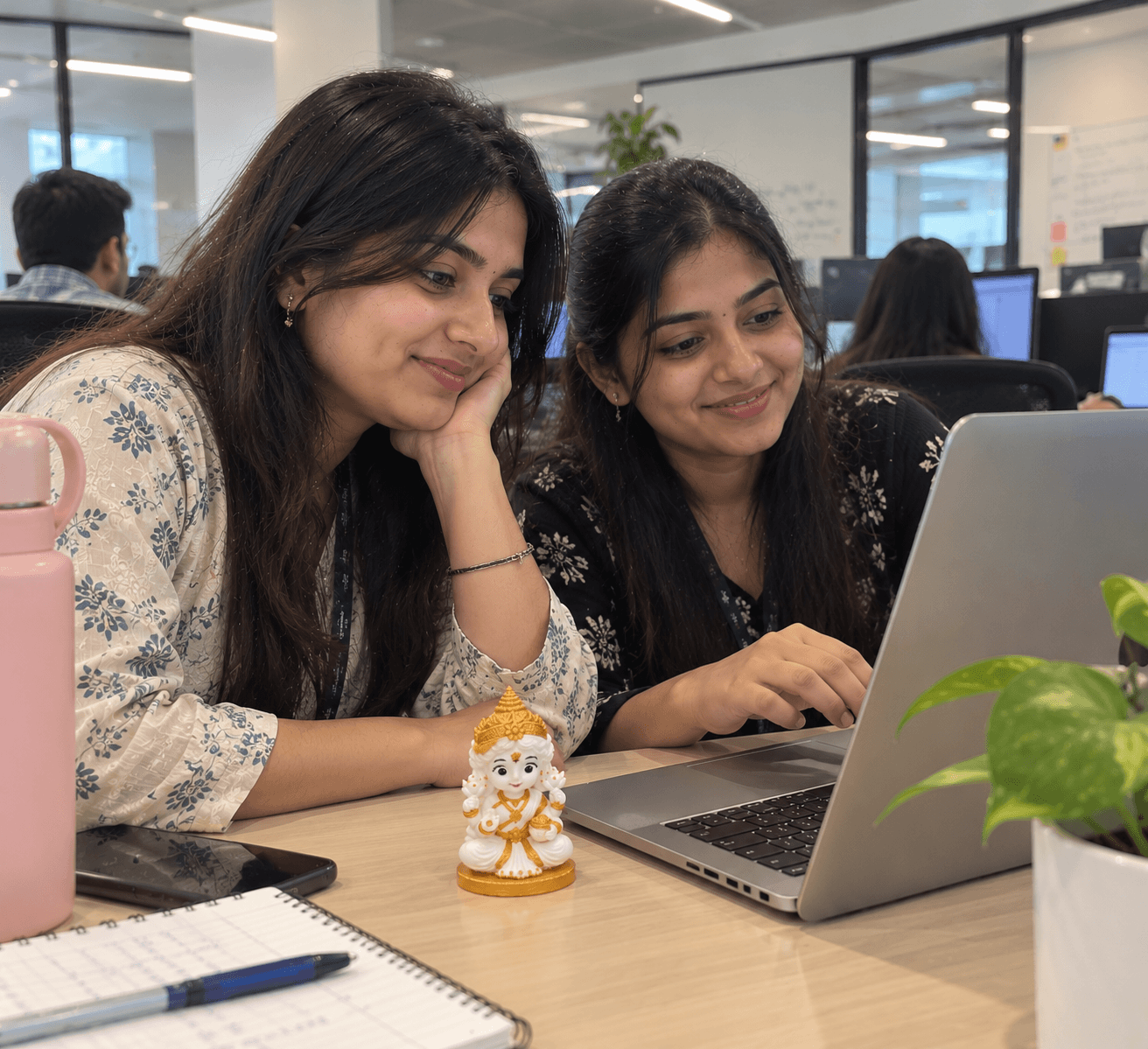Collaborative Workday in a Modern Office - Cute Laxmi Ji 3D Printed Idol Home, Office Desk, Festive Décor & Return Gifting - 3dkaro