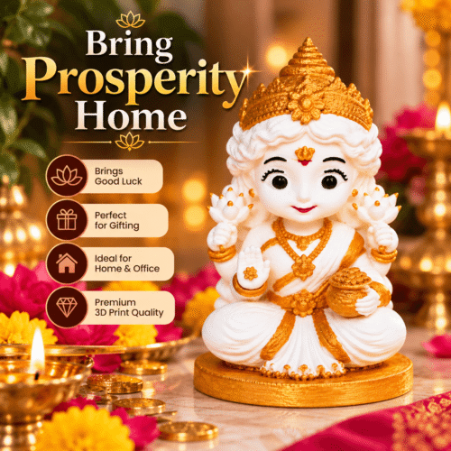 Cute Laxmi Ji 3D Printed Idol Home, Office Desk, Festive Décor & Return Gifting - 3dkaro